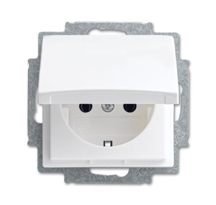 Busch-Jaeger 20 EUKR-914 SCHUKO® socket insert, with hinged cover alpine white