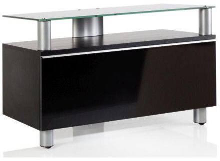 VCM CLANO black lacquer/black glass TV cabinet