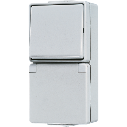 Jung 676W SCHUKO® socket 16 A 250 V ~ with switch universal off-change 10 AX 250 V ~, 16 A 250 V ~, IP 44, WG 600