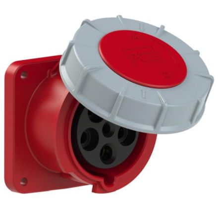 PCE 335-6 63A 5-pin 6h IP67 TWIST straight panel mount socket