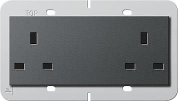 Gira 278228 double socket BS 13 A System 55 BS 80 anthracite