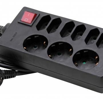 Kopp 129805005 TSD 3+6f. 1.5qmm supply cable 1.4m BS black power strip