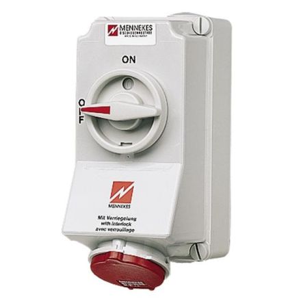 Mennekes 5105AE DUO 32A 4-pole 6h 400V IP44 HW/VN wall socket