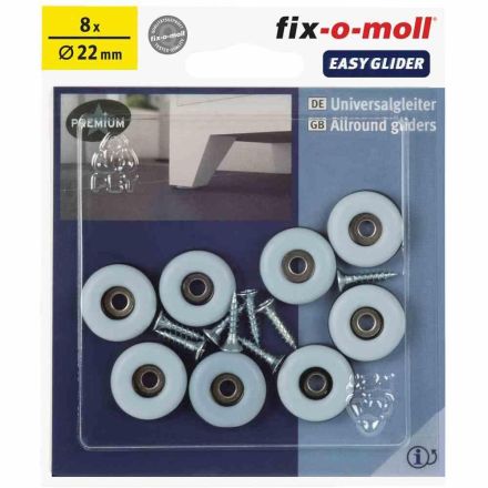 SUKI 3566106 PTFE Glider solid Ø 22mm 8 pieces with screw, grey
