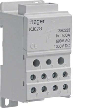 Hager KJ02G distribution block 500A for flat copper