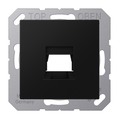 Jung A1569-1WESWM cover (latched) for modular jack sockets 1-way, UMA-CAT6A, RADIALL, Panduit, Assmann, thermoplastic painted, series A, graphite black matt