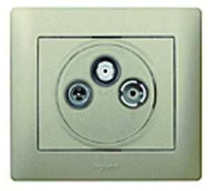 Legrand 771489 Cover Galea antenna socket 3-hole, (Titanium)