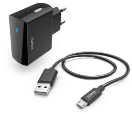 Hama 201622 with charging cable Micro-USB, 12 W, 1.0 m, black charger