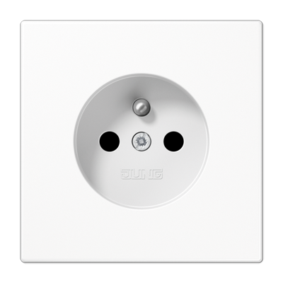 Jung LS1520FKIWW socket, French/Belgian system, 16 A 250 V ~, without claws, integrated increased contact protection, SAFETY+, Duroplast, LS series, alpine white