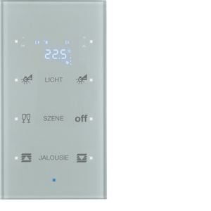 BERKER 75643134 KNX push button sensor glass | 3-way, temperature controller, configured | glass aluminum
