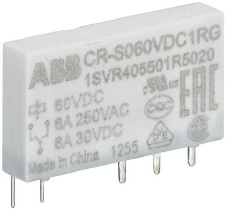 ABB Stotz-Kontakt CR-S024VDC1R, plug-in interface relay 1We, A1-A2=24VDC, Output=6A/250VAC, 1SVR405501R3010