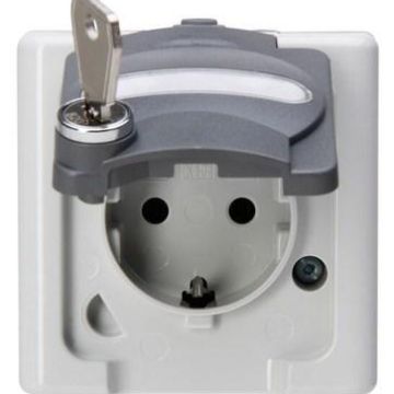 Kopp 104456000 AP-wet room 1-way No. 10 grey SCHUKO socket