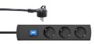 Kopp 234605004 DUOversal Plus 3-way anthracite 1.4m FS power strip
