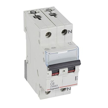 Legrand 404184 Circuit breaker TX3 C6A 1P+N 10KA 2M