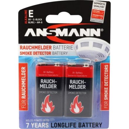 Hückmann 143460 9V block for smoke detector 2-pack blister battery