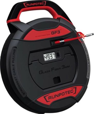 Runpotec GF3 cable pulling device including digital meter counter, glass fibre rod 3mm, length 50 m