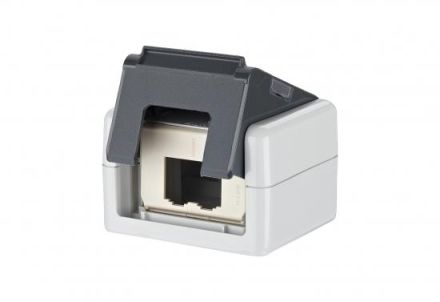 METZ CONNECT IP20 surface-mounted housing with PK outlet, unequipped, data connection box, grey, 1309450003-E