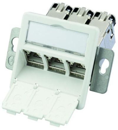 Telegärtner J00020A0512 incl. 3 AMJ-SModul Cat.6A T568A module holder AMJ-S 3-way UP/0 flex