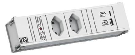 Bachmann 912.712 CONI 2xCH 0° 1xUSB A/C 22W 0 2m GST18 power strip
