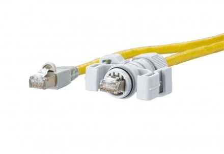 METZ CONNECT 0.5m RJ45 IP67 V6 - RJ45 IP20, PUR patch cable E-DAT Industry, 141N113K10050