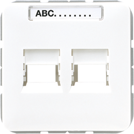 Jung CD569-2ATWW cover (latched) for modular jack sockets 2-way, Avaya, with label field, thermoplastic, CD series, alpine white