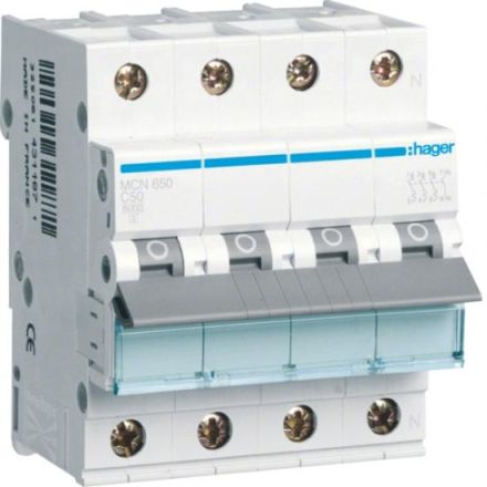 Hager MCN650 circuit breaker 3-pole+N C50A 6kA 4M