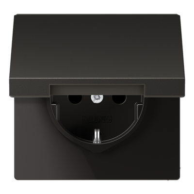 Jung AL1521KLAN SCHUKO socket, 16 A 250 V ~, screw terminals, hinged cover, painted aluminium, LS series, anthracite