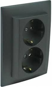 EFAPEL MONOBL DOUB EARTH SOCKET(SCHUKO TYPE)MATTE BK