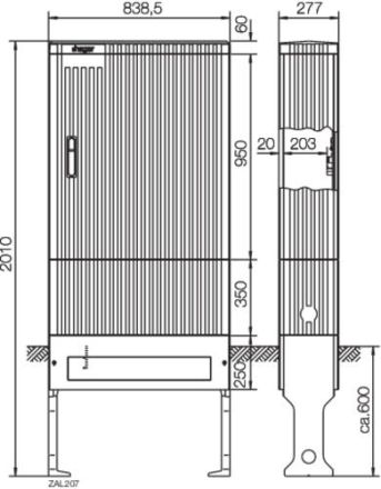 Hager ZAL207 distribution column series 207 empty 277x839x2010