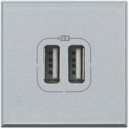 Bticino HC4287C2 USB charging station Axolute USB A+C 2-module, (aluminium)
