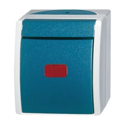 Busch-Jaeger 2601/6 SKW-53 rocker control switch, on and off switching grey/blue-green
