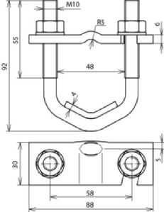 Dehn & Söhne 308045 reinforcement clamp for Rd 10mm and Fl 30-40mm St/blank