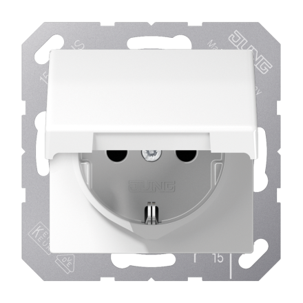 Jung SPAS1520KLWW SCHUKO socket, 16 A 250 V ~, hinged lid, Duroplast antimicrobial, AS series, alpine white
