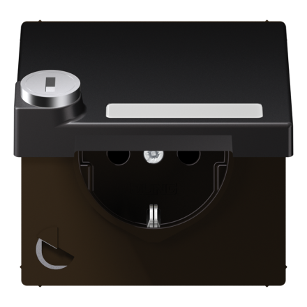 Jung AL1520NAKLSLD SCHUKO socket, 16 A 250 V ~, with label field, integrated increased contact protection, SAFETY+, hinged lid, with safety lock, thermoplastic lac