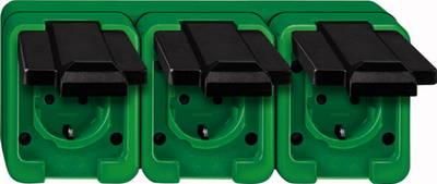 MERTEN 229377 triple socket SCHUKO green AGRAR