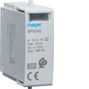 Hager SPV040 T2 1P Photovoltaic +/- for SPV340 plug-in module