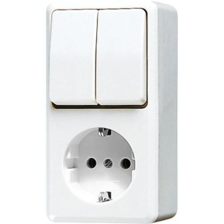 Jung 675AWW SCHUKO® socket 16 A 250 V ~ with series switch 10 AX 250 V ~, AP 600, alpine white